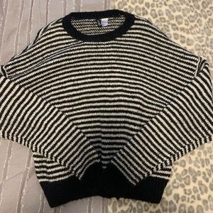 White & black striped sweater
